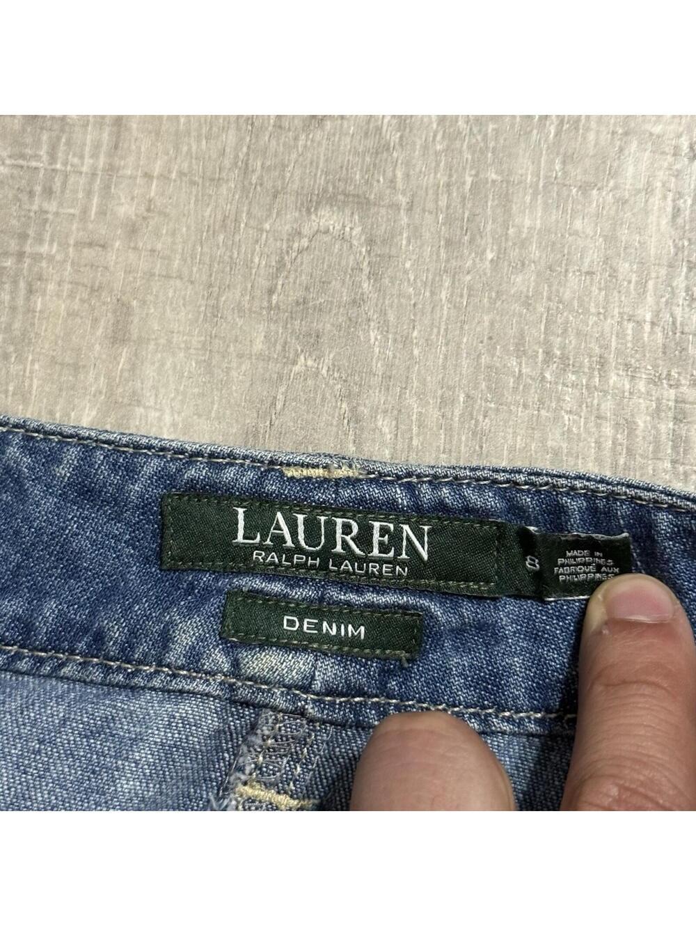 Vintage Lauren Ralph Lauren Y2K Women's 8 Denim Maxi Skirt Western Cottage Blue - Picture 5 of 9